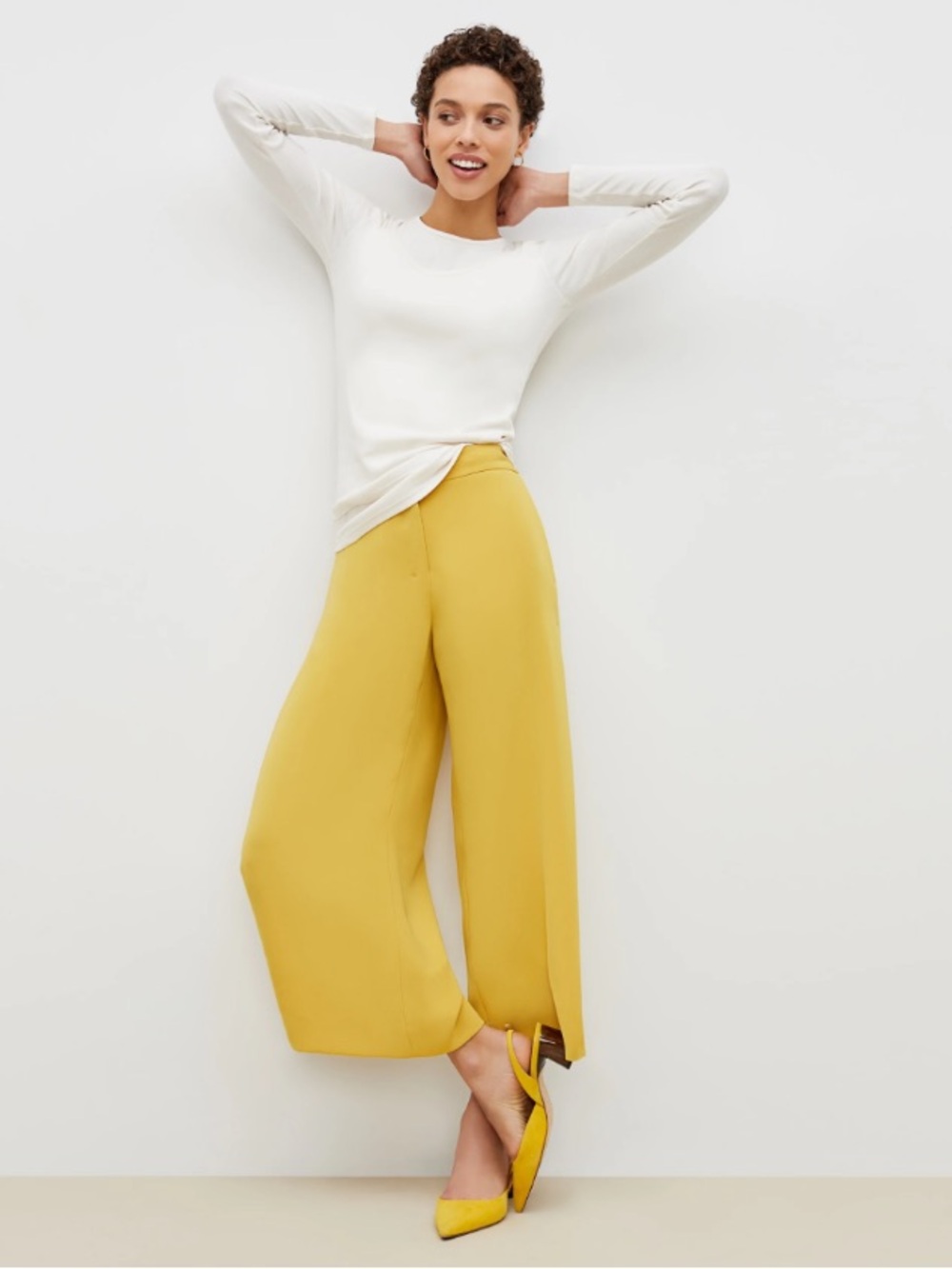MM Lafleur The Zhou Culotte Eco Soft Wave Wide Leg Crop Pants Golden Rod Sz 12